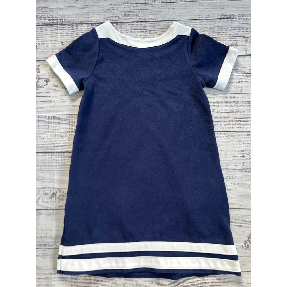 Vintage Hartstrings Daisy Applique Dress‎ Kids Navy Blue White Floral Size 7